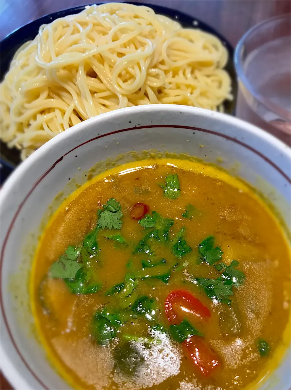 夏野菜のイエローカレーつけラーメン|deekay71さん