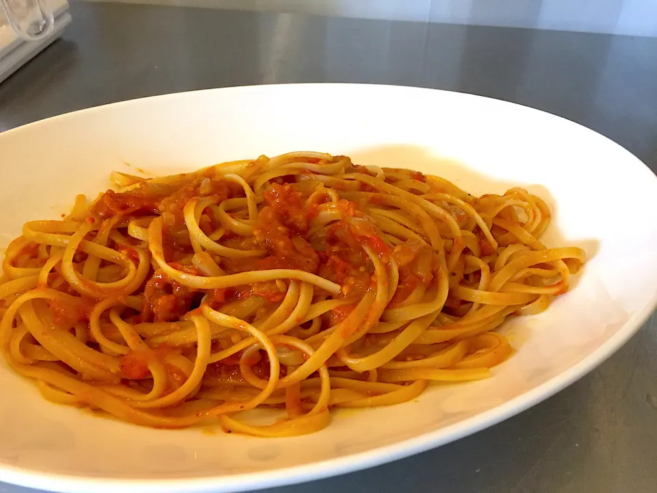 今日の賄い！プチトマトのパスタ！|じゃっきーさん