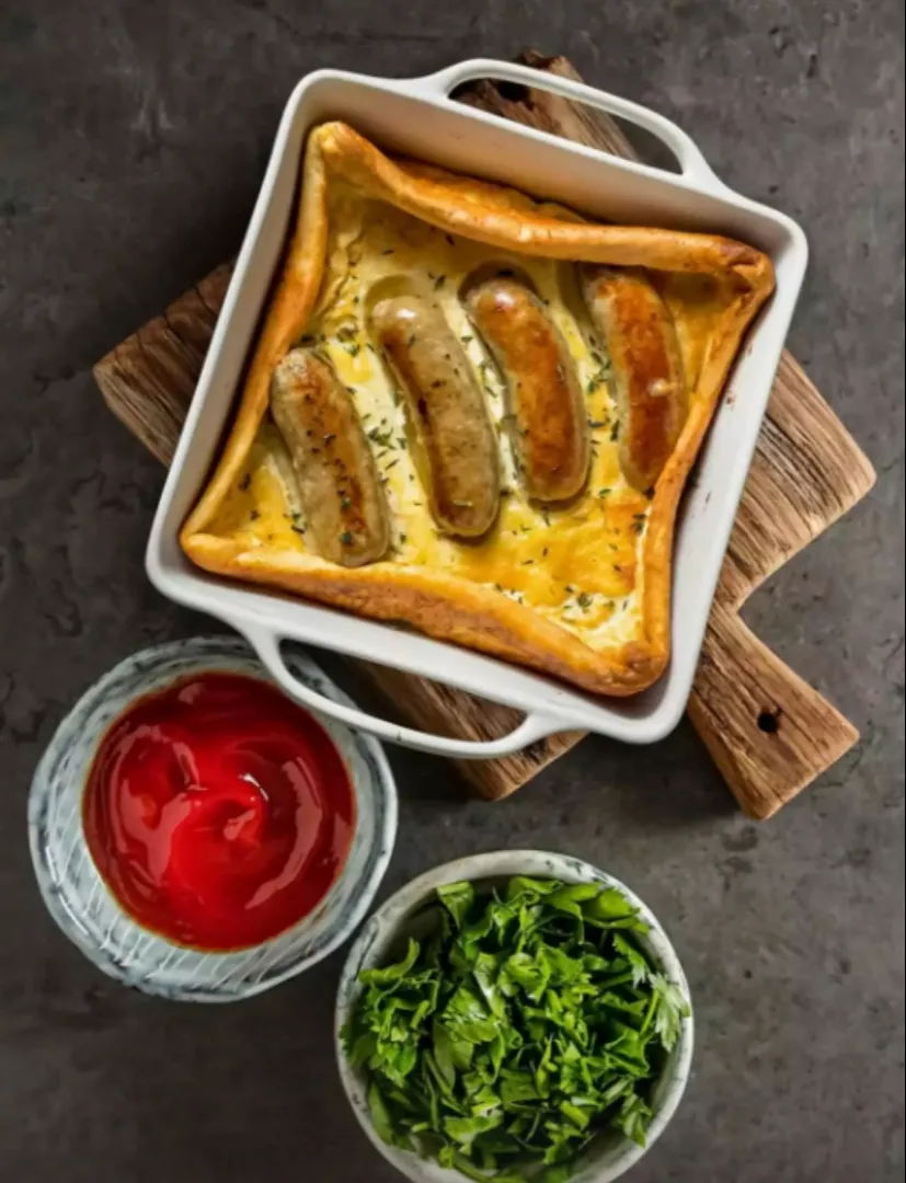 Snapdishの料理写真:Vegan Toad-in-the-hole.... vegan Dish with Sausage|Swaad India Kaさん