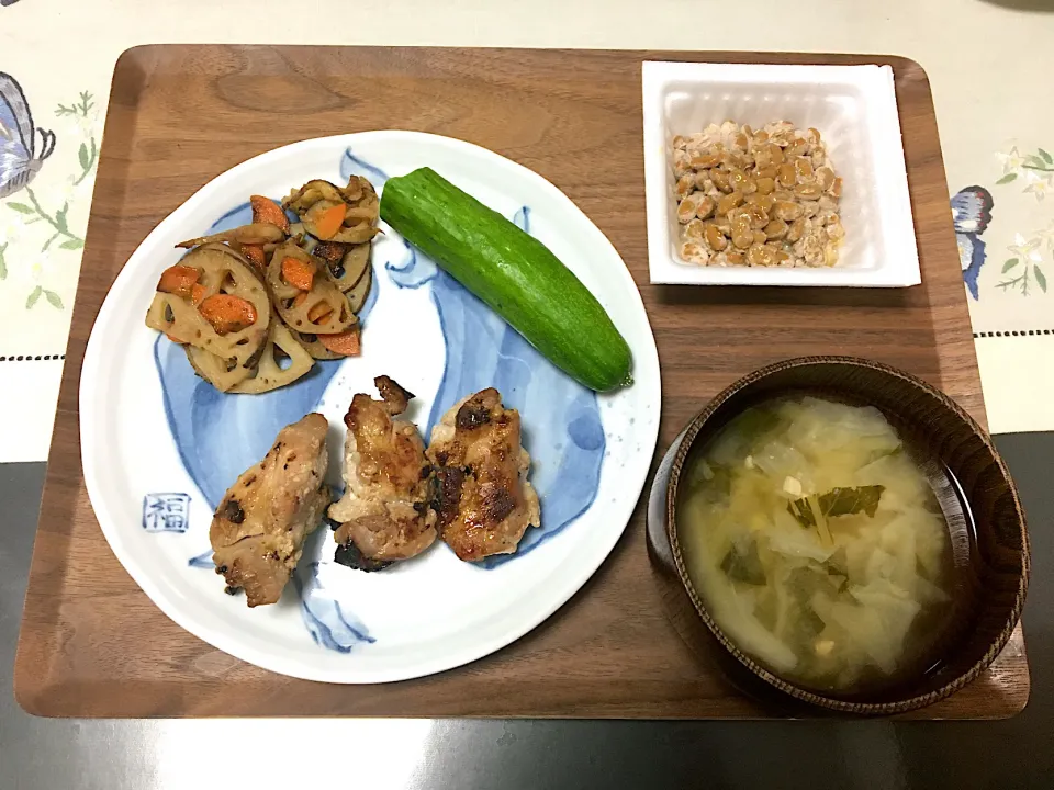 鶏モモ肉の塩麹ソテーのご飯|みよさん