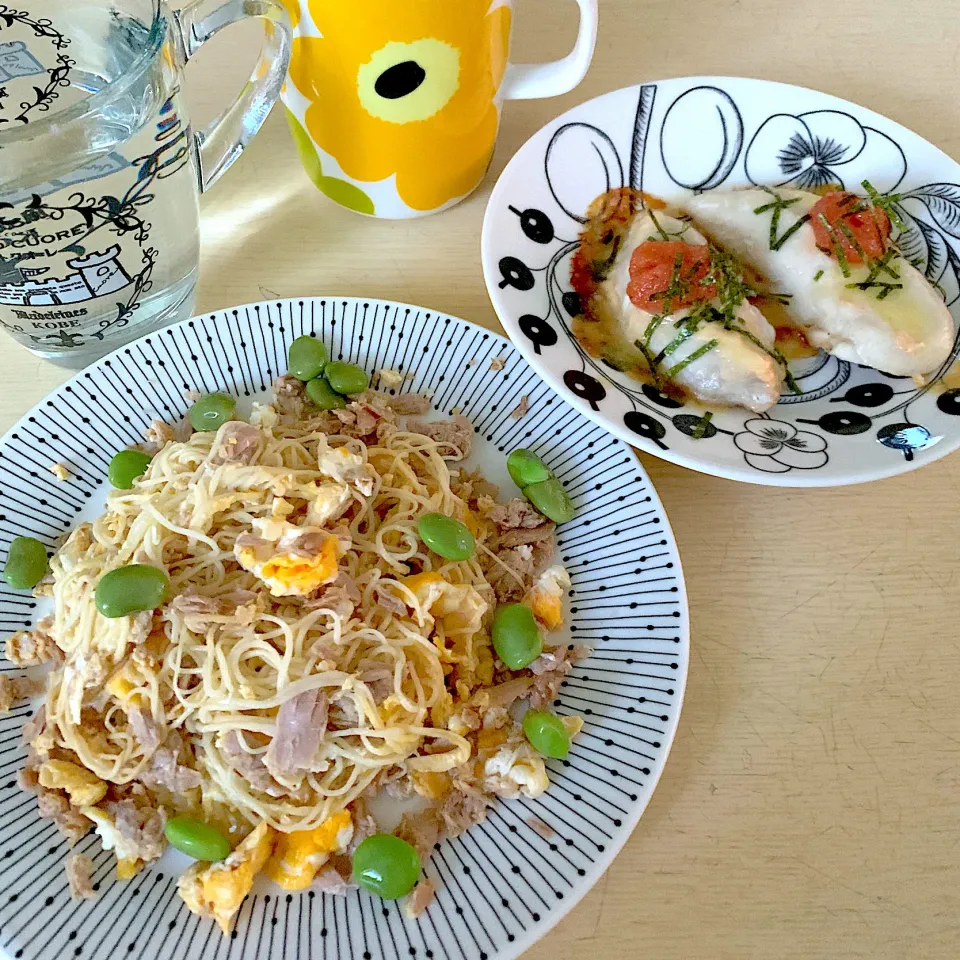 朝ごはん☺︎糖質ゼロ麺　そうめんチャンプルー風|とまこ(*^o^*)さん