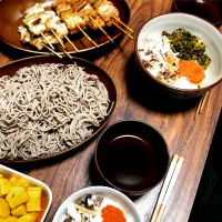 蕎麦と焼き鯖明太高菜ご飯|なつきさん