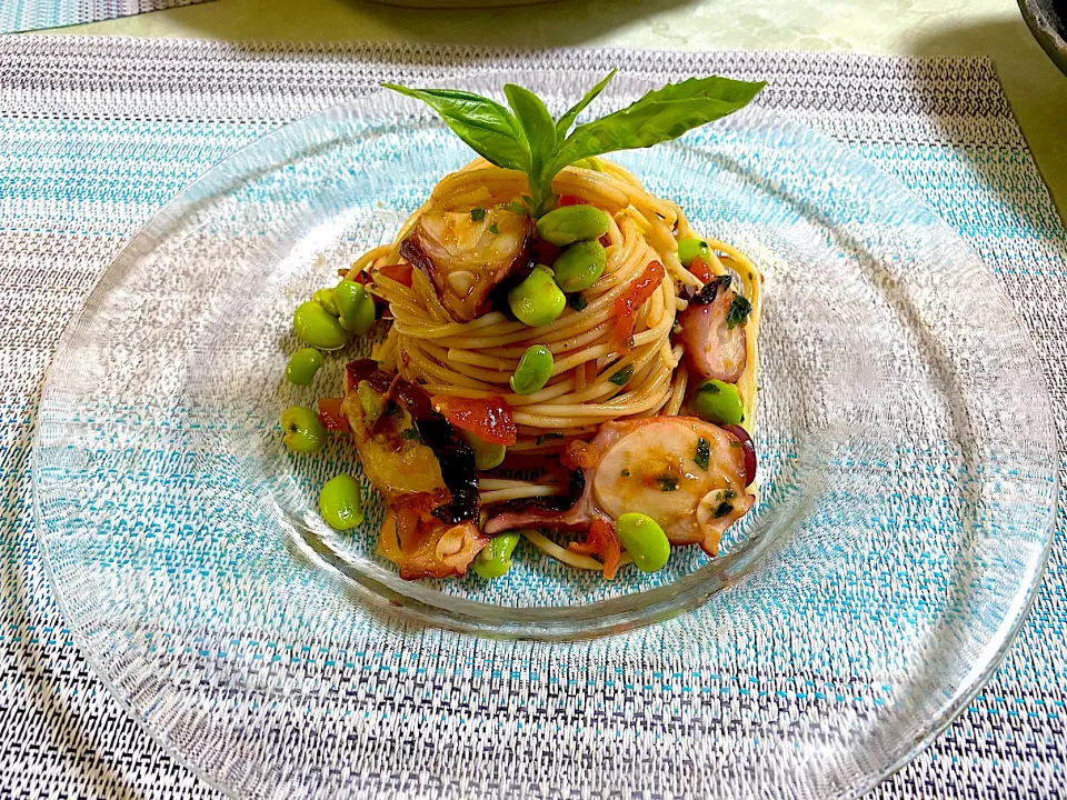 Snapdishの料理写真:たこのバジルパスタ🍝|ぽっちさん