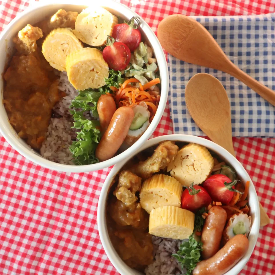 中学生男子年子弁当🍱手羽元カレー🍛|なかじー。さん