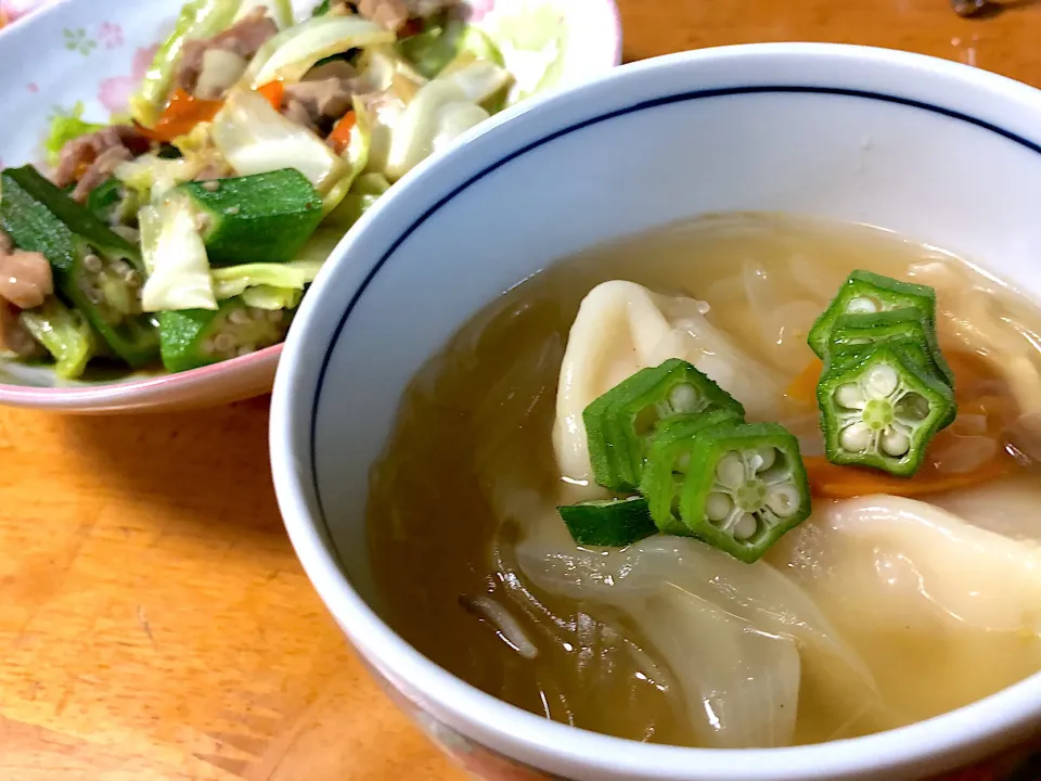 春雨と餃子のスープ　　野菜炒め|LaLamamaさん