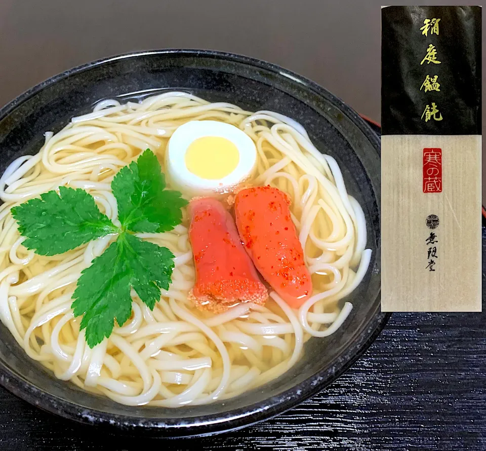 Snapdishの料理写真:稲庭うどん、明太子入|浦島太郎さん