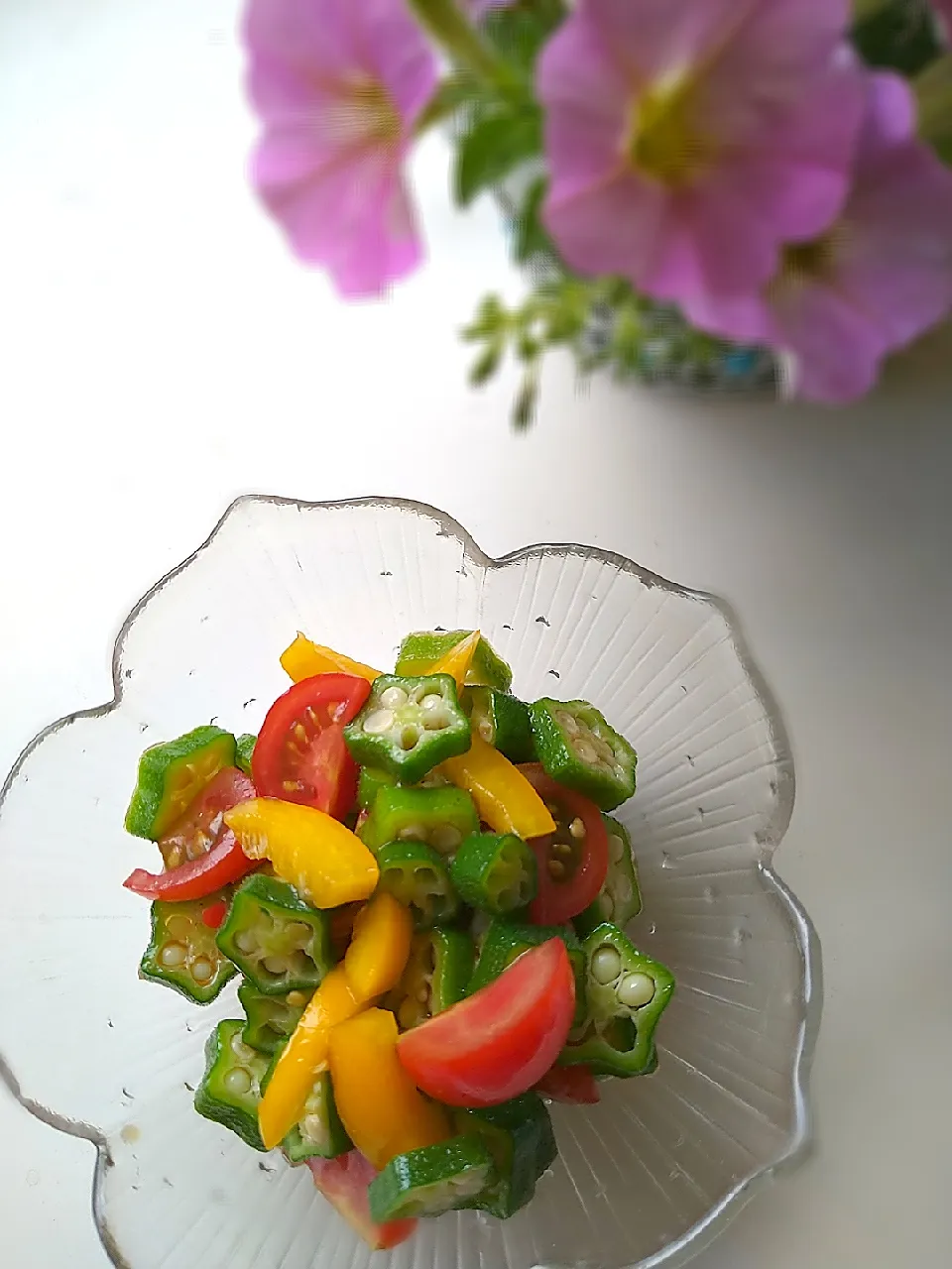 Snapdishの料理写真:夏野菜のポン酢ゴマ油和え|まめころさん