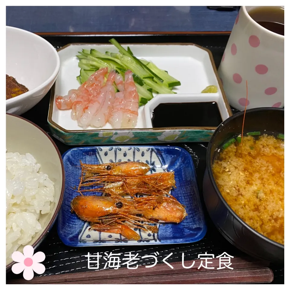 Snapdishの料理写真:甘海老づくし定食|いのっちさん