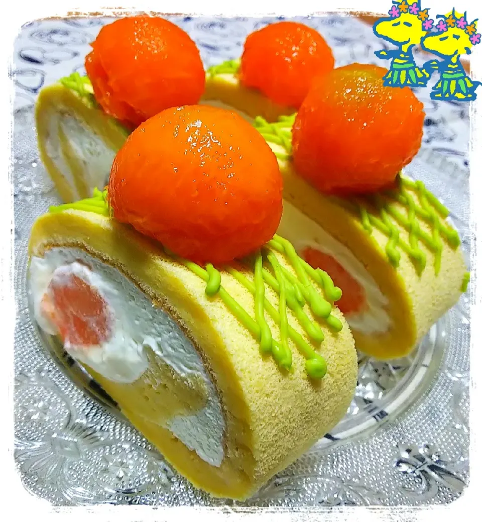 🍈メロンロールケーキ🍈
#台湾カステラ レシピで😊|ひとみんΨ(*´∀｀)Ψさん