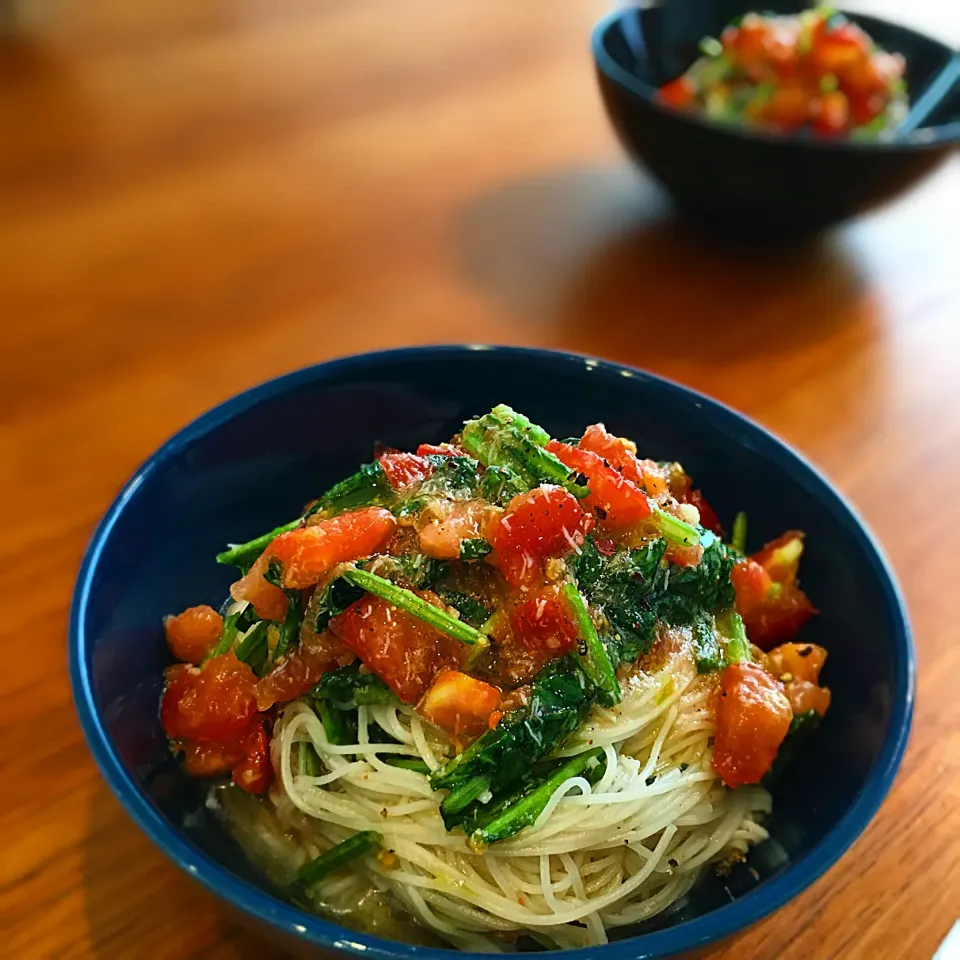 トマトほうれん草カニそうめん|くろあおさん