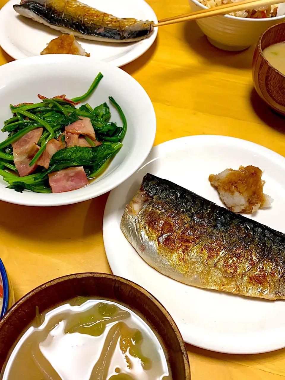 ほうれん草のソテーと塩サバ|kay☺︎さん