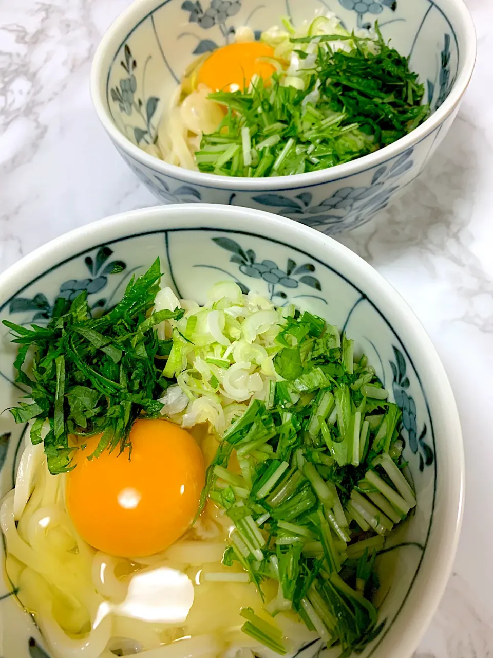 ぶっかけうどん（卵・水菜・大葉・ネギ・麺つゆ）|きらさん