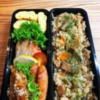 夫のお弁当　鯖缶の炊き込みご飯etc|はなさん