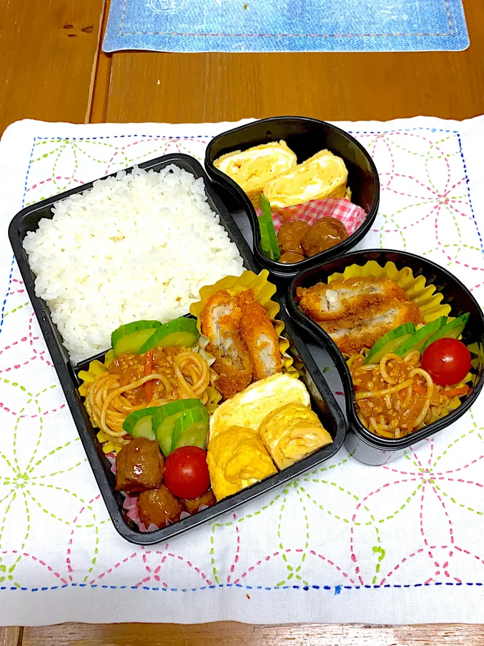 Snapdishの料理写真:9月8日火曜日ミートスパ弁当|アッキーさん