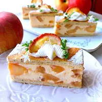 🍎りんごのカスタードムースケーキ　りんごのバルサミコ酢入り甘煮入り　#小さなケーキシリーズ