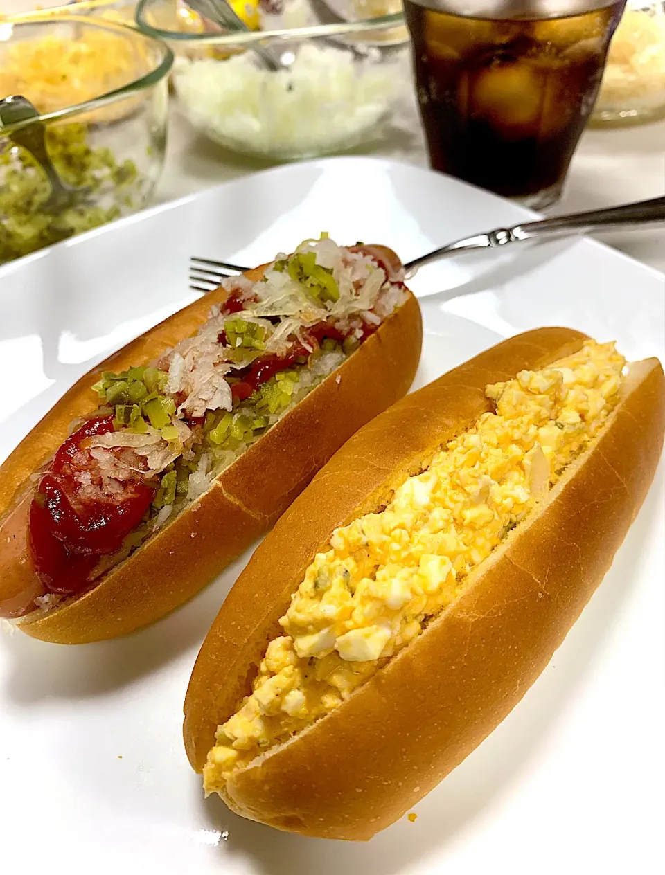 Hot Dog & Egg Salad Sandwich|gonbenさん