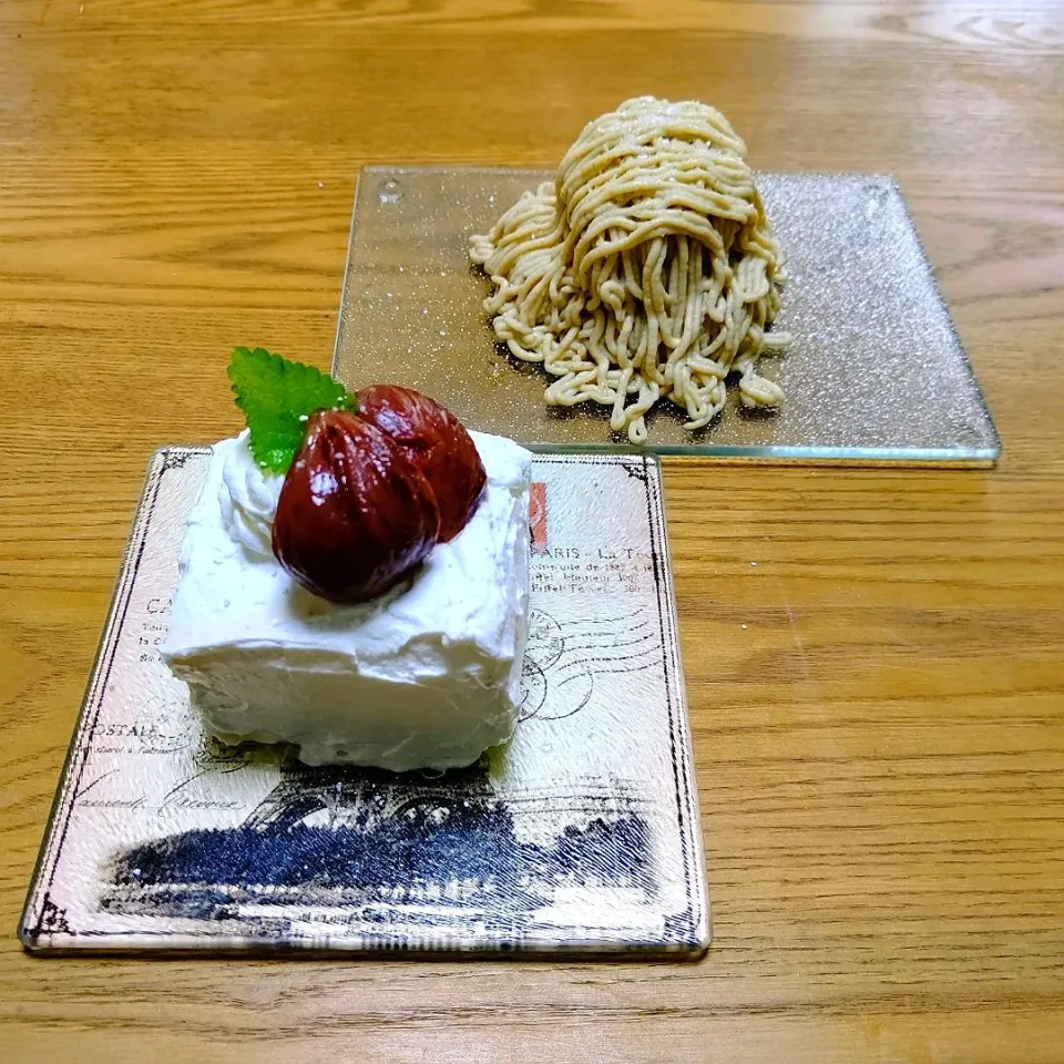 Snapdishの料理写真:『PASCOの超熟10枚切りで マロンケーキとモンブラン』|seri-chanさん