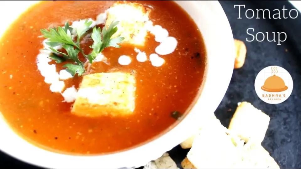 Snapdishの料理写真:Tomato Soup with Croutons|Sadhna's Recipesさん