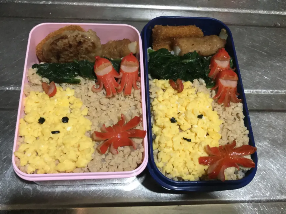 すみっコぐらしエビフライの3色丼お弁当♪|こーやさん