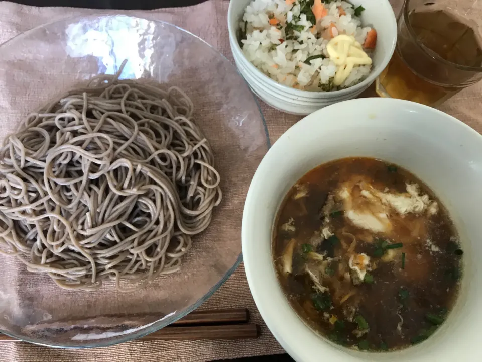 Snapdishの料理写真:つけ蕎麦と鮭ごはん|純さん