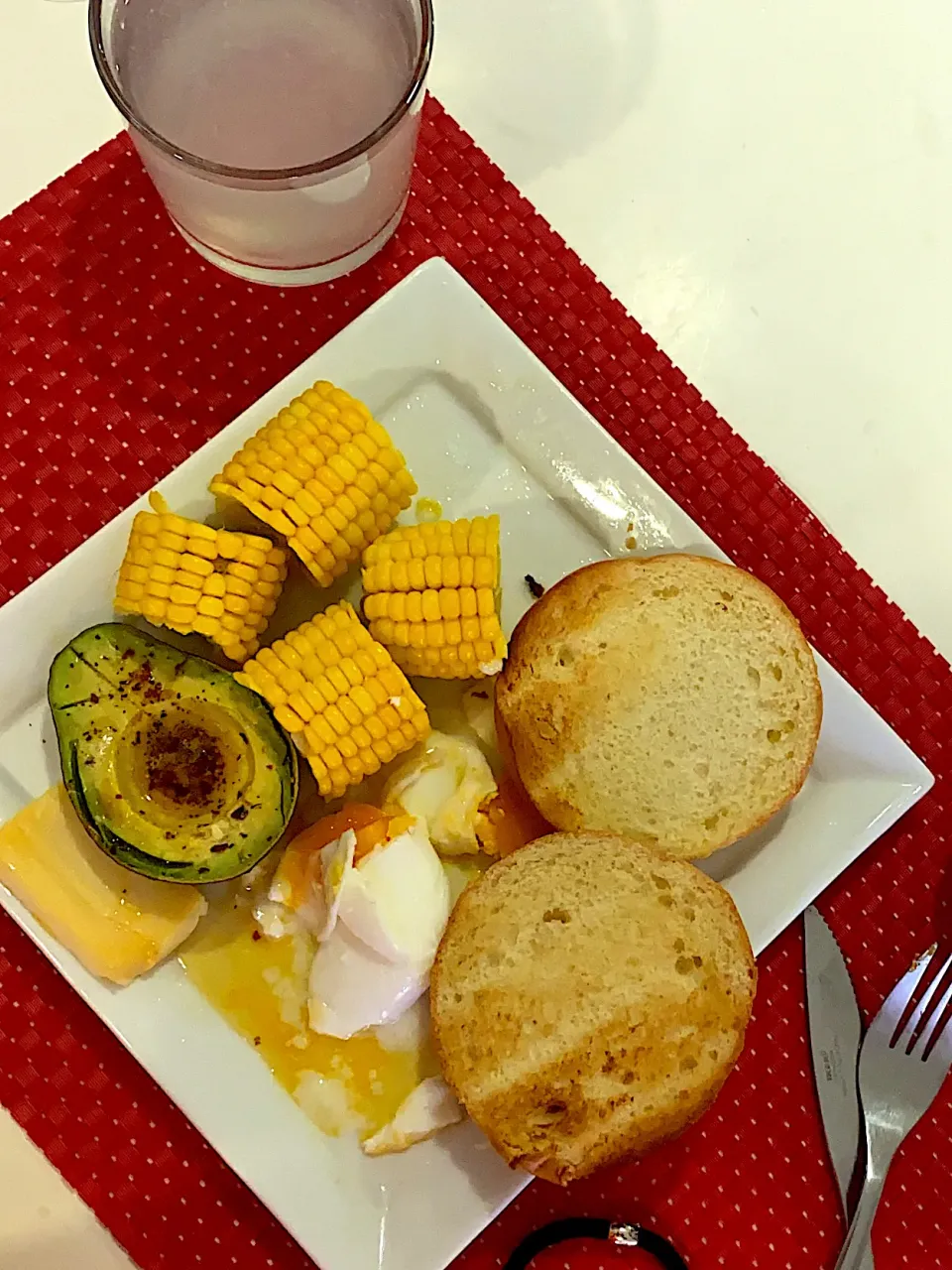 Brioche with baked avocado , eggs and corns|sarahさん