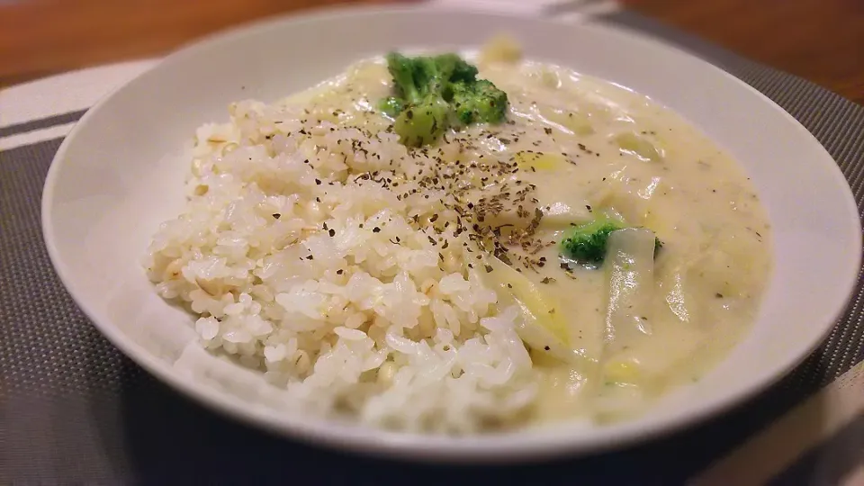 ネギとﾌﾞﾛｯｺﾘｰのｸﾘｰﾑｼﾁｭｰ
の晩ごはん✨
かける派～🖐️|kaz(*･ω･)さん