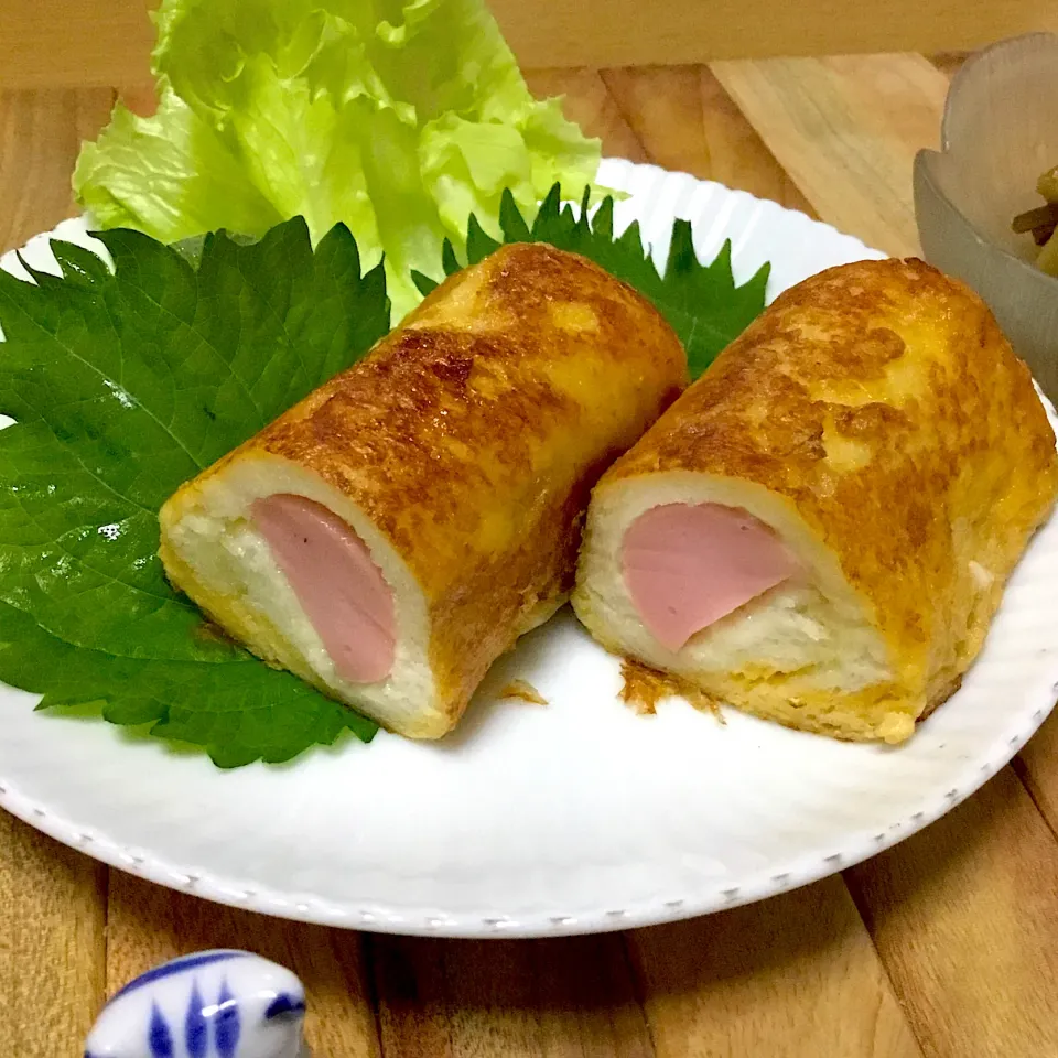 🧡魚肉ソーセージで🧡お食事系フレンチトーストドッグ|みずはらさん