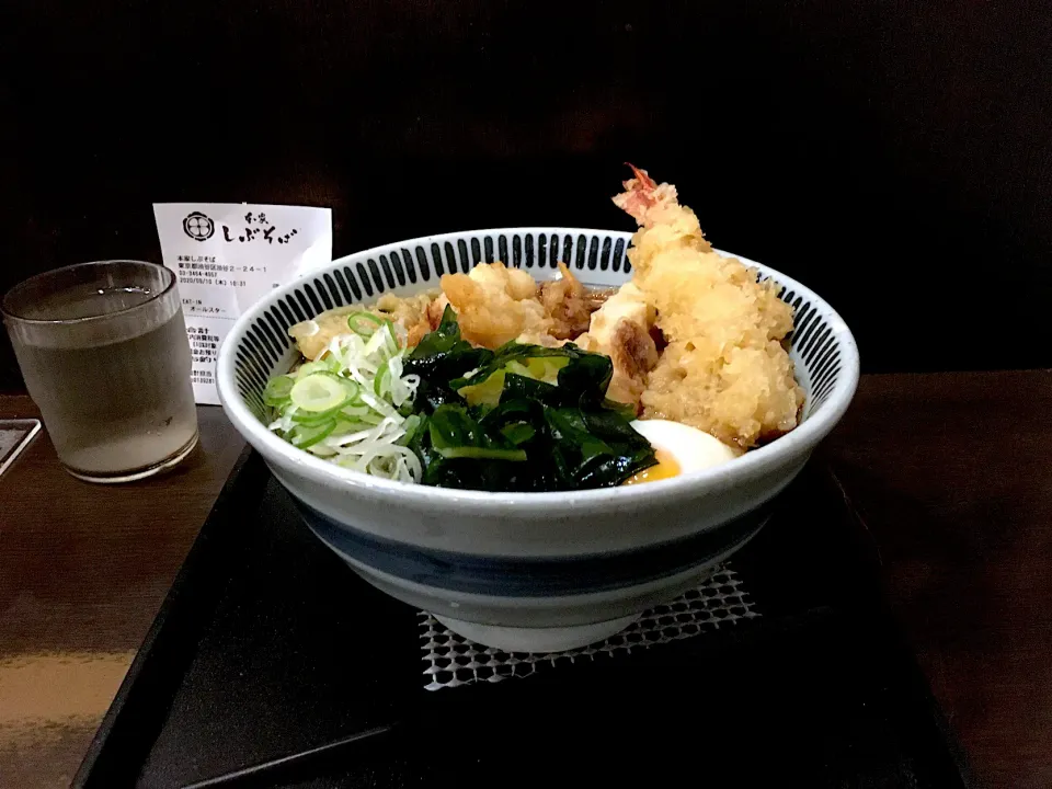 Snapdishの料理写真:夜勤明け自分が食する最後の渋そば本店（9/13)でオールスター蕎麦（温）|Tarou  Masayukiさん