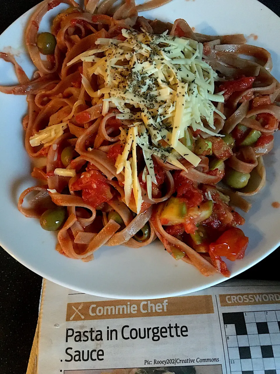 Snapdishの料理写真:Pasta in courgette sauce w/ vegan cheese (Morning Star Commie Chef recipe)|Nick Hiderさん