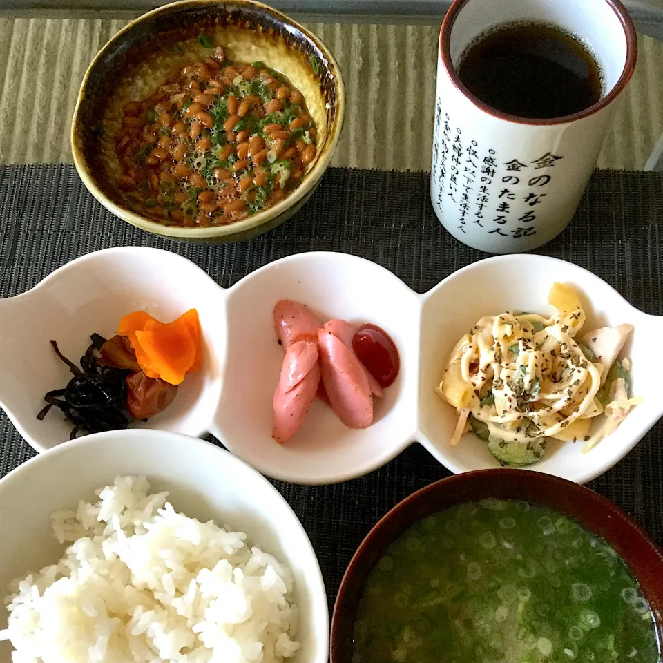 2020年９月11日男前美容師の手作り朝ごはん　納豆ご飯　∠( `°∀°)／|Booパパさん