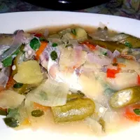 Goatfish in lime stew with shredded sweet potato and gumbo (okra)|Rina Paradiseさん