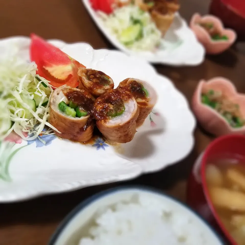 夕食◎豚肉のアスパラチーズ巻き🐷|しょちちさん