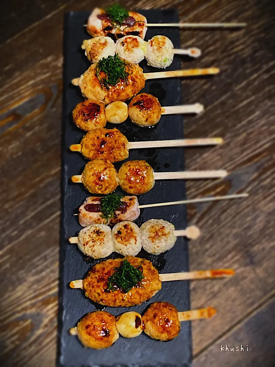 焼き鳥🐓つくね2種盛り（塩★しっとり胸肉梅しそ・カレーチーズ🧀|KOZUEさん