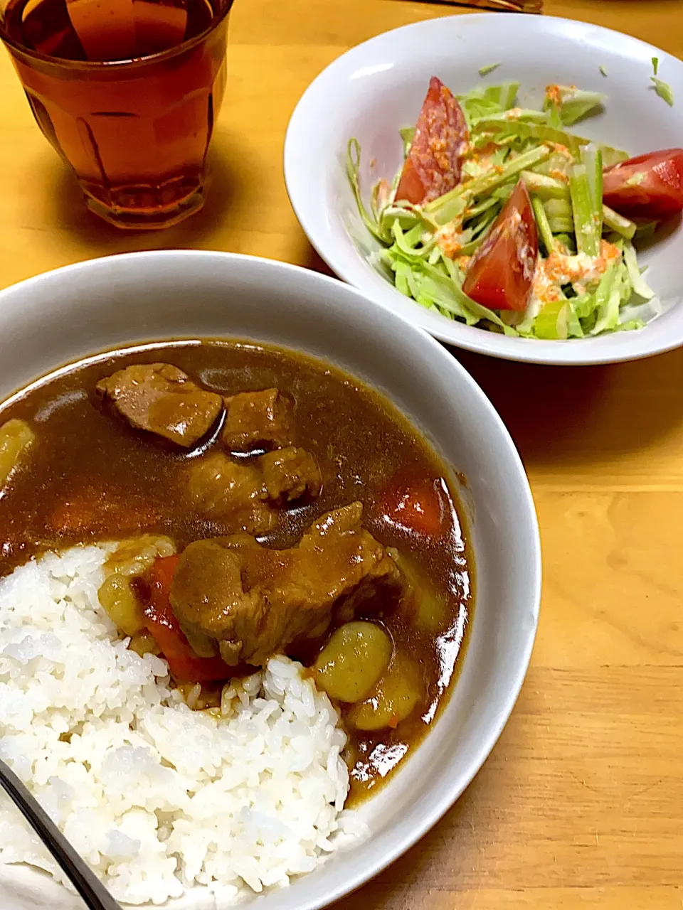 Snapdishの料理写真:圧力☆カレーとにんじんドレッシングサラダ|kay☺︎さん