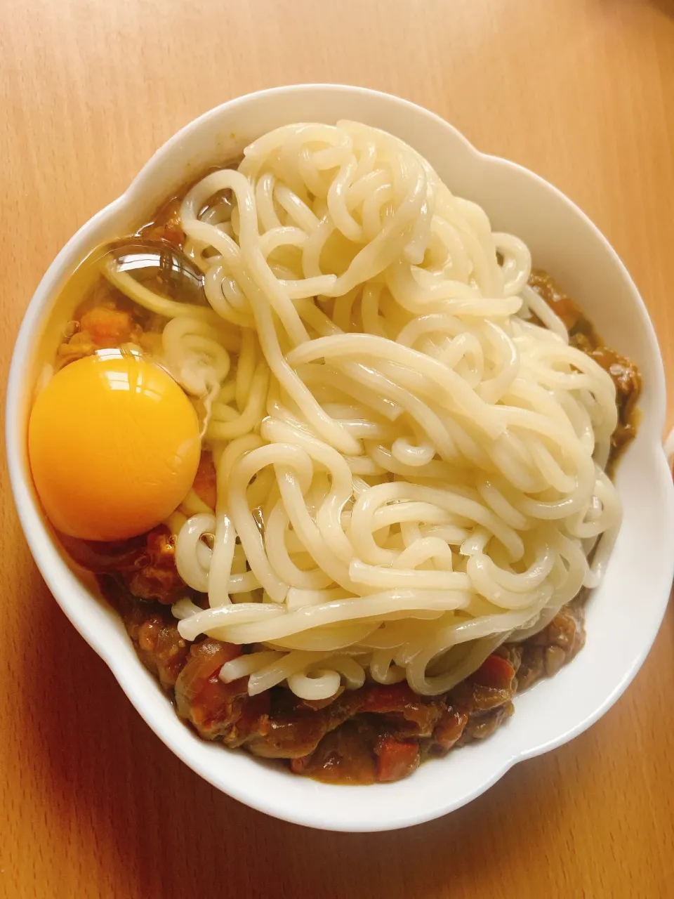 月見カレーうどん|あみたんさん