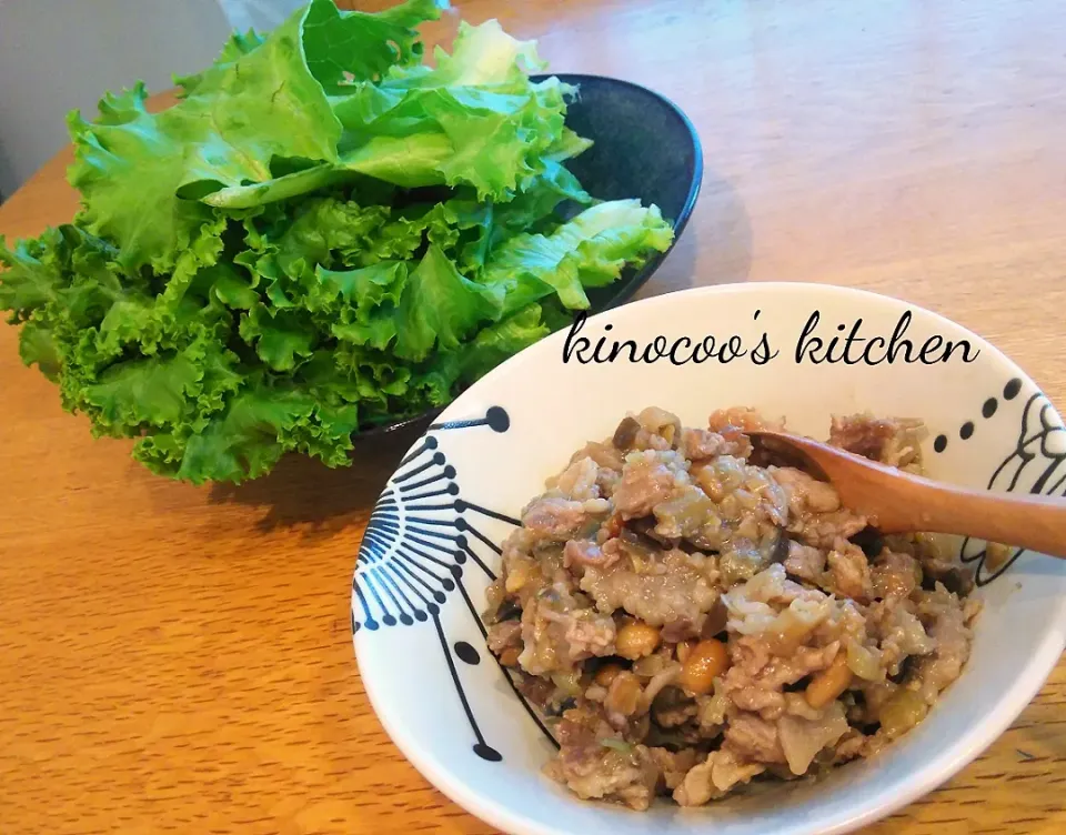 Mickeeさんの料理 甘辛納豆とナスの肉味噌|kinocooさん