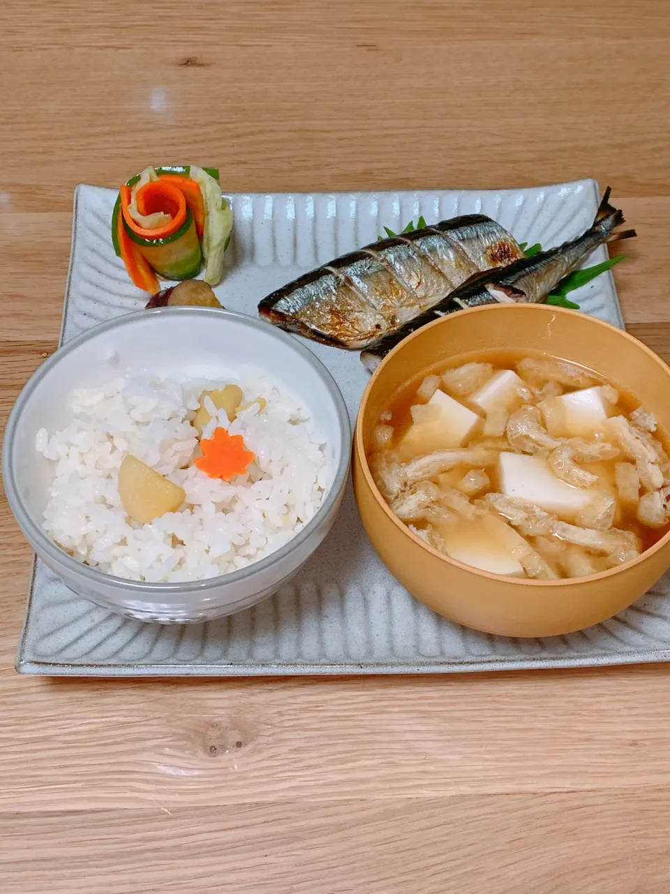 秋はさんま、栗ご飯、秋のワンプレート^ ^|ヤマネコさん