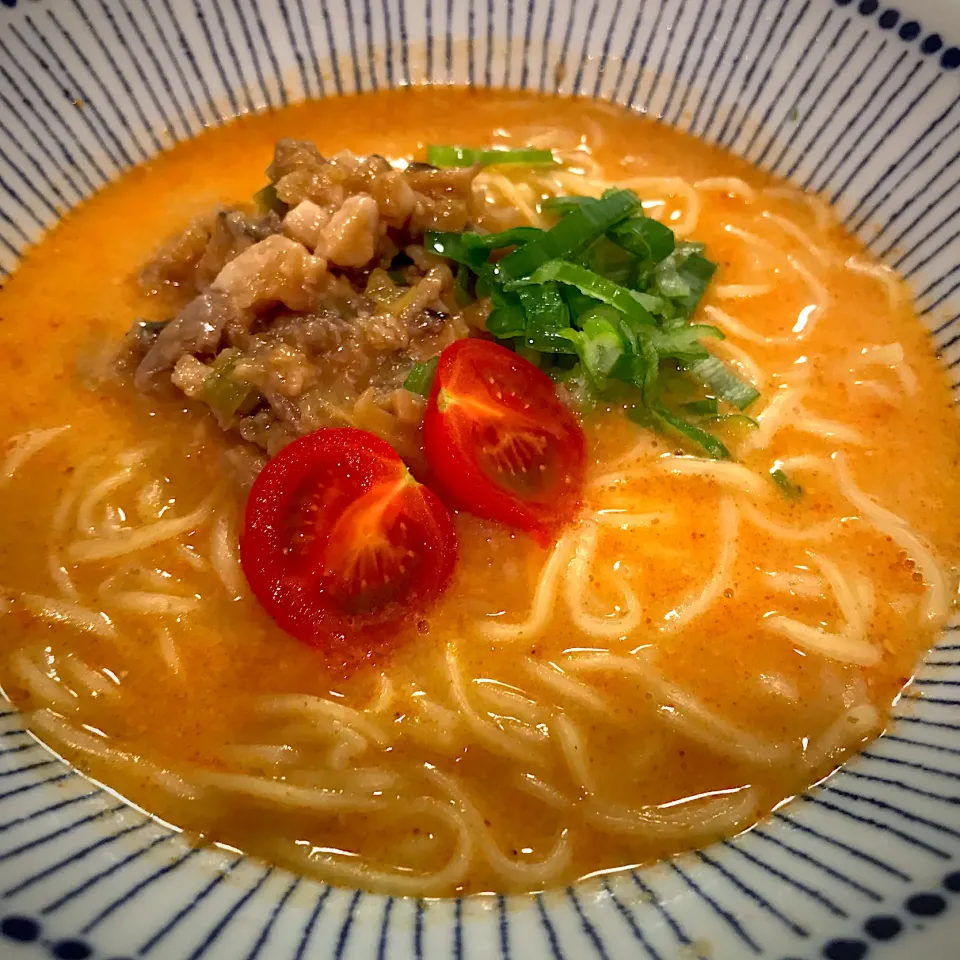 Snapdishの料理写真:【🐗】猪肉味噌で　豆乳坦々麺|チョス ♪さん