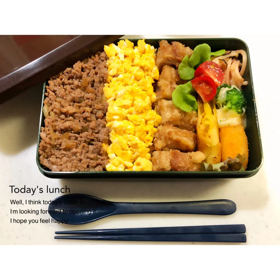 高校生男子弁当。そぼろ丼弁当。|aki_puさん