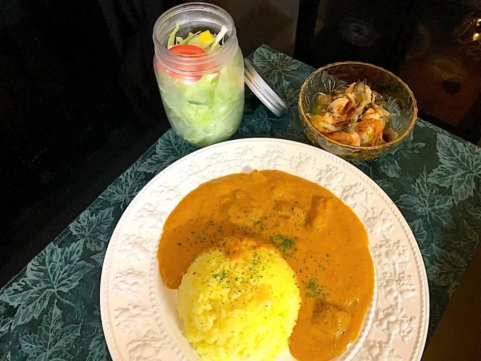 バターチキンカレー＆海老のレモンアヒージョ|まりっぺさん