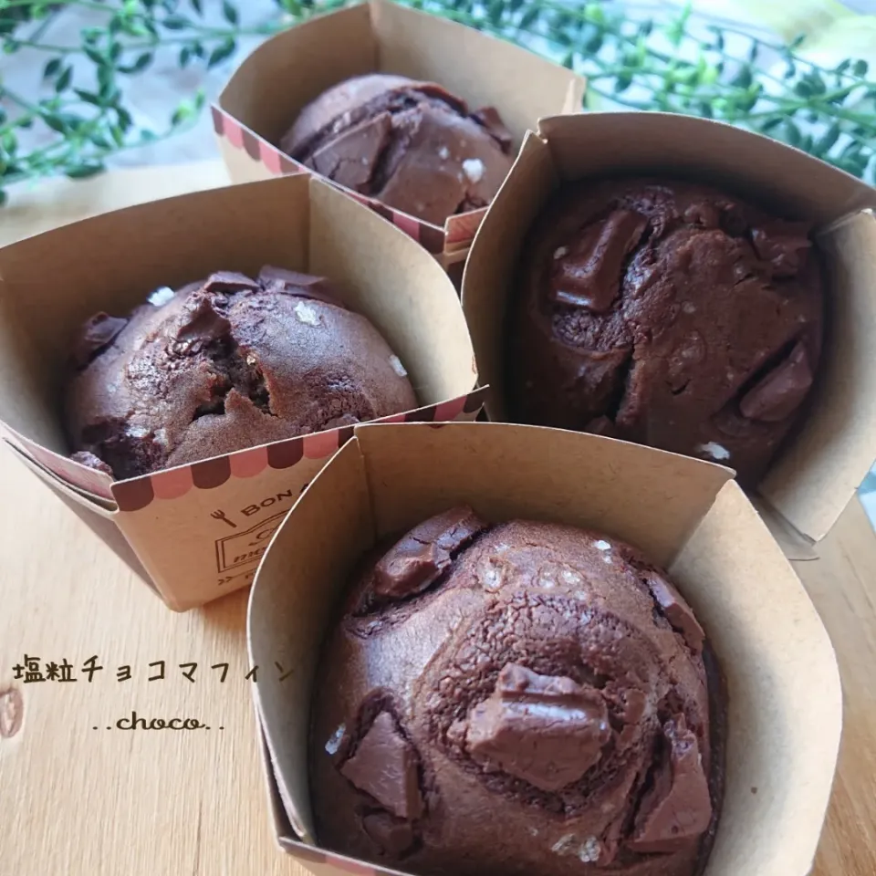 Snapdishの料理写真:ぷらっとさんの♪
甘塩っぱい！塩チョコマフィン♪|ちょこさん