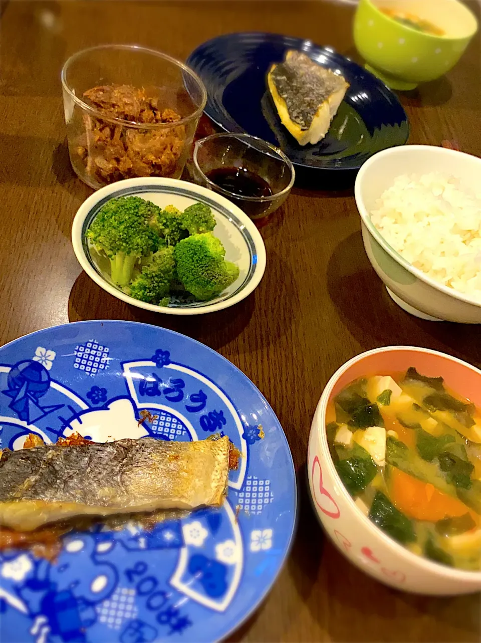 焼魚　スズキ　かぼちゃと豆腐のお味噌汁　ブロッコリーお浸し　鮪佃煮|ch＊K*∀o(^^*)♪さん