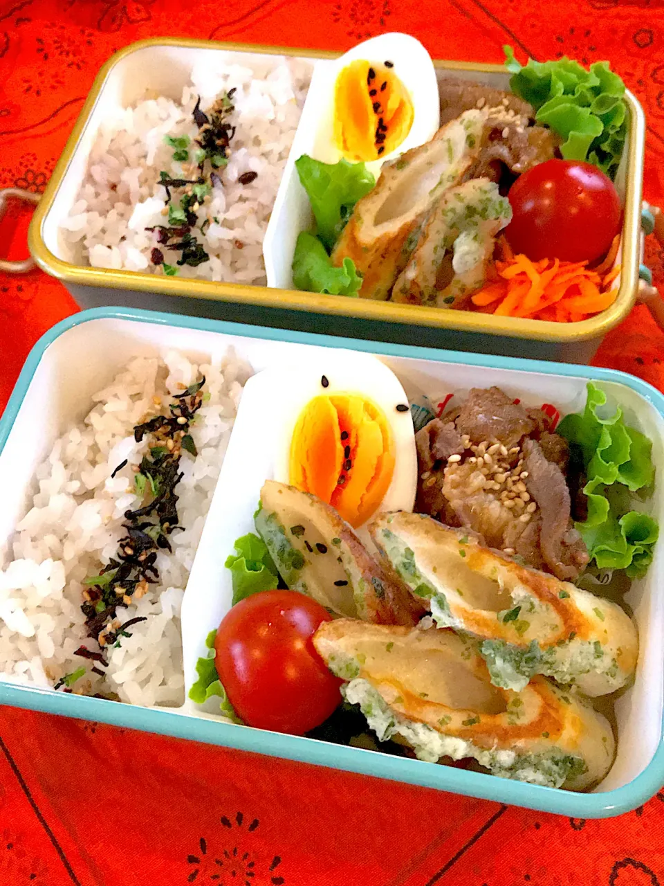 Snapdishの料理写真:2020.9.17  JK＆自分弁当～ちくわの磯辺揚げ🎶|rinrin*mama*さん