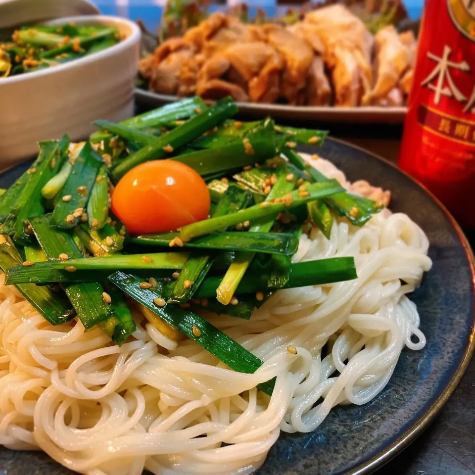 旨辛ニラのせ油そうめん|ち　ま　きさん