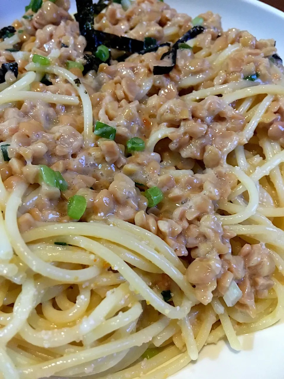 Snapdishの料理写真:納豆たらこパスタ|kozzyさん