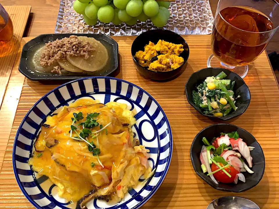 今夜は出汁味の天津飯とお惣菜|たまにゃんさん