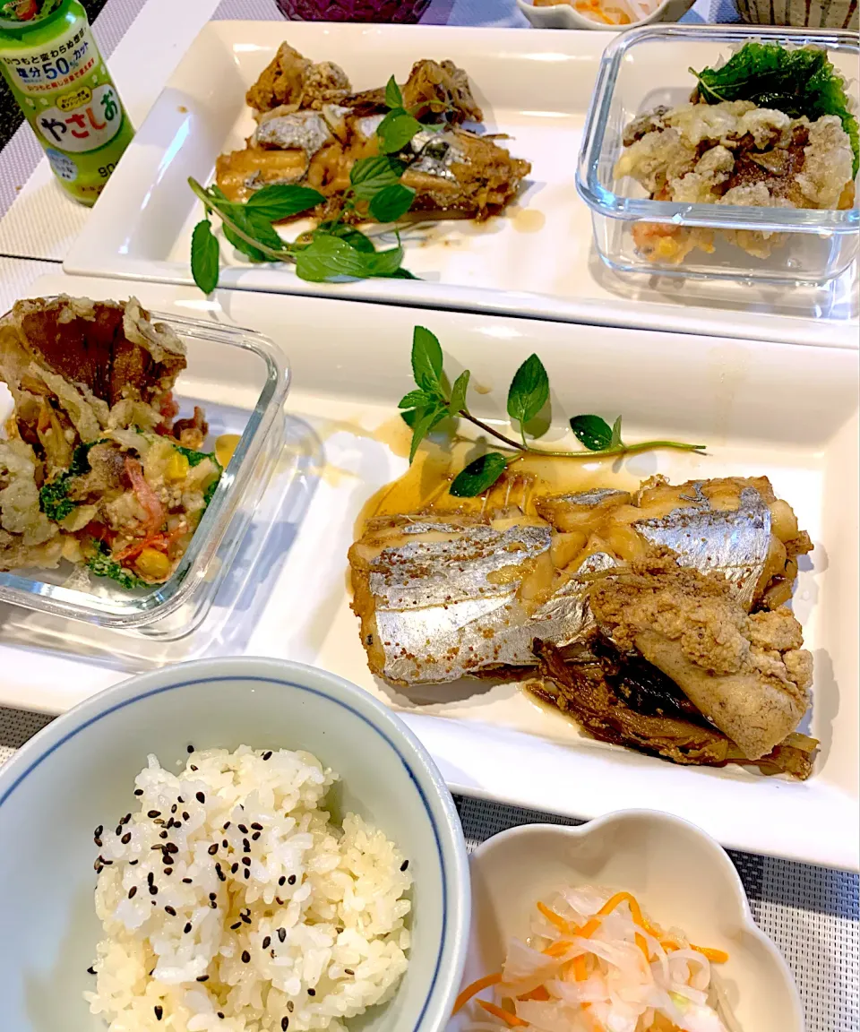 太刀魚の煮付けと舞茸天ぷらで夜ご飯|シュトママさん