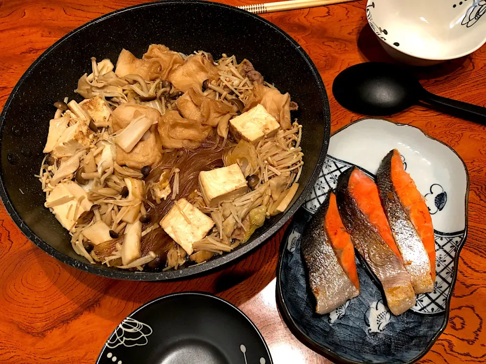 すき焼き風、焼き鮭😋|すかラインさん