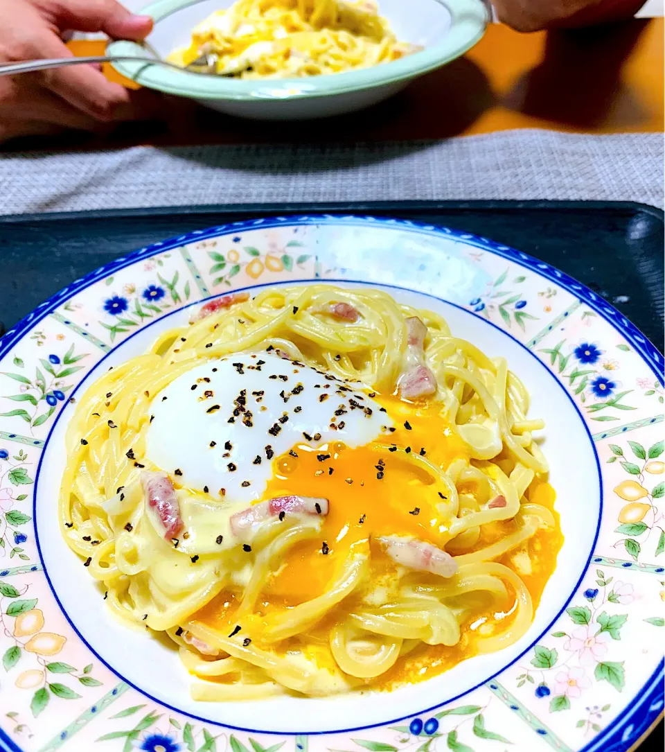 ダブルたまごのカルボナーラ🥚🧀|ちはるさん