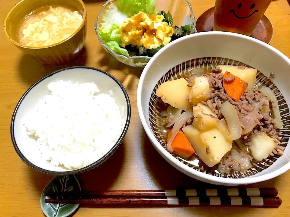 そぼろ牛じゃが、ふんわり卵サラダ|Emiko Kikuchiさん